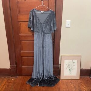 Meghan Velvet Wrap Maxi dress in light blue. Like new condition